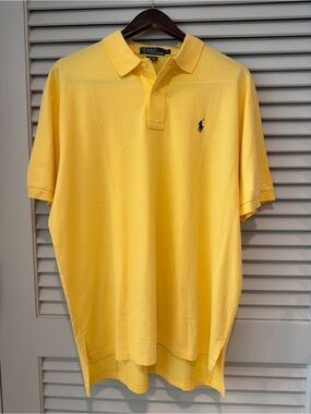Polo Ralph Lauren Polo Shirt Yellow Short Sleeve Mesh Pony Logo Men's Large